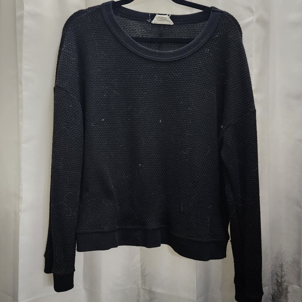 Black Woven Pullover